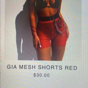 Red mesh Gia shorts- brand new